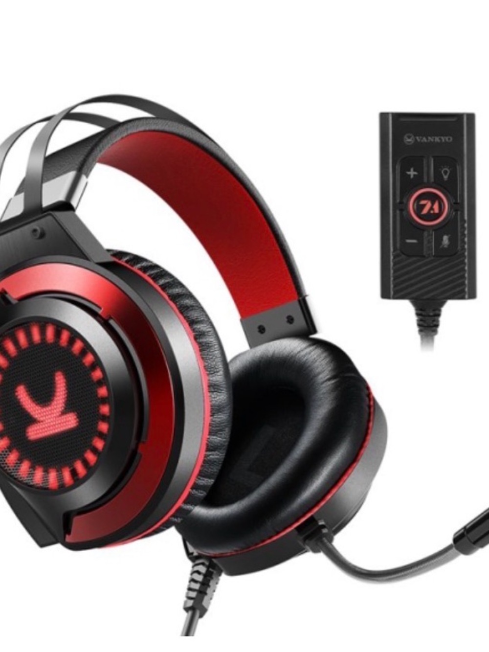Red Over-Ear Gaming Headset with 7.1 Surround Sound